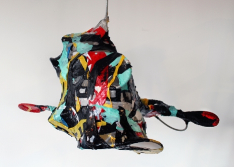 "gremlin", melted plastic, steel cable, plastic ties, 2009