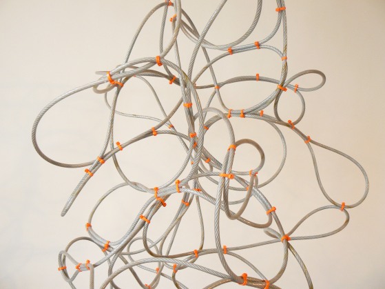 "orange zip" (detail) steel cable, plastic ties, 2009